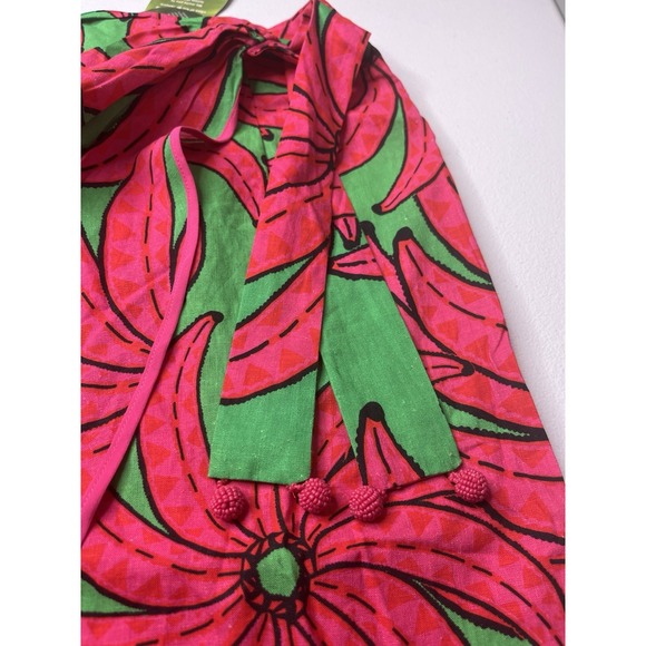 Farm Rio Banana Pitta Midi Skirt Pink Green Size Large NWT Faux Wrap - Picture 5 of 10